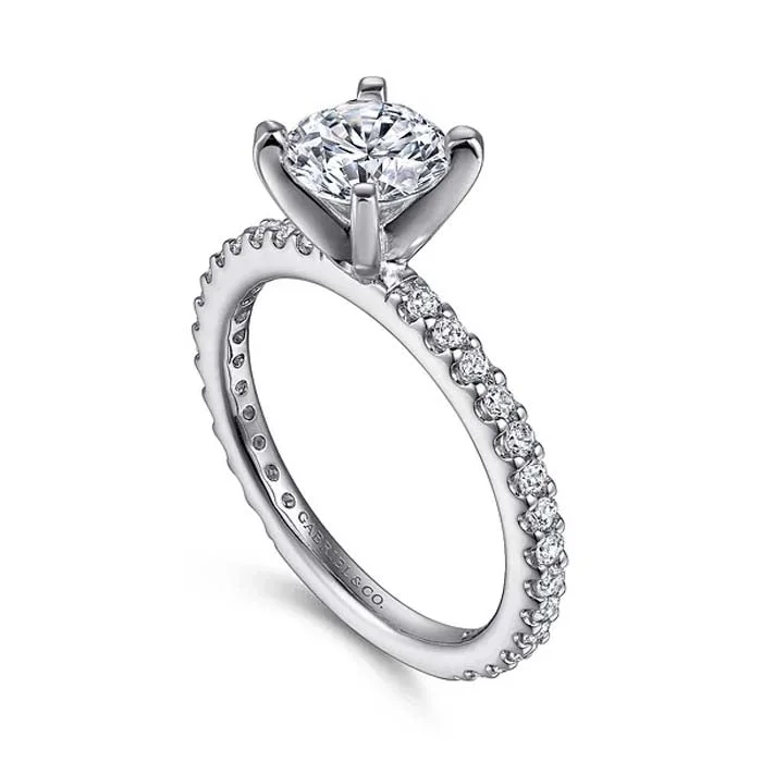 women's engagement rings white gold -Gabriel & Co. "Logan" Contemporary Engagement Ring Semi-Mounting in 14K White Gold