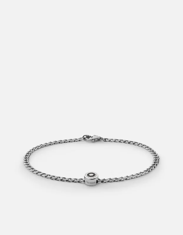 women's bracelets layered chains -Opus Sapphire Type Chain Bracelet, Sterling Silver/Black