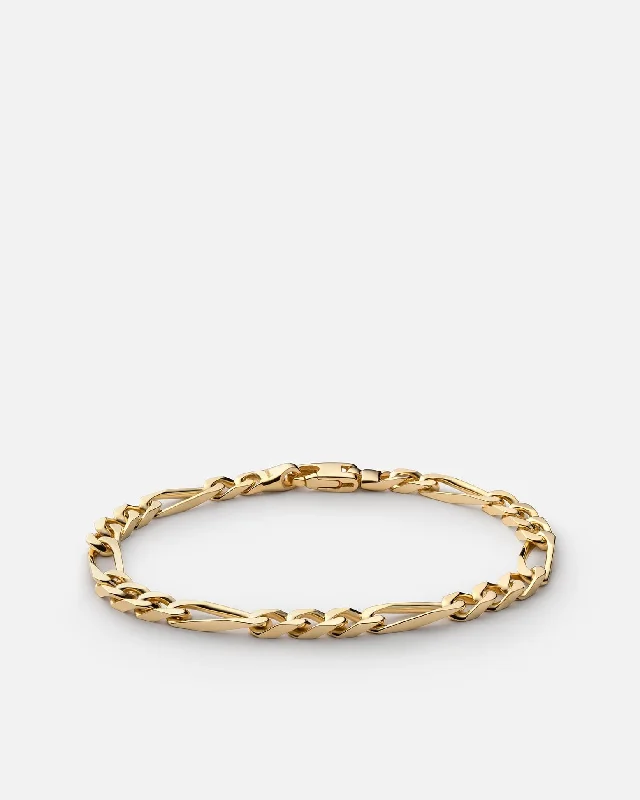 women's bracelets gemstone cuff -5mm Figaro Chain Bracelet, Gold Vermeil