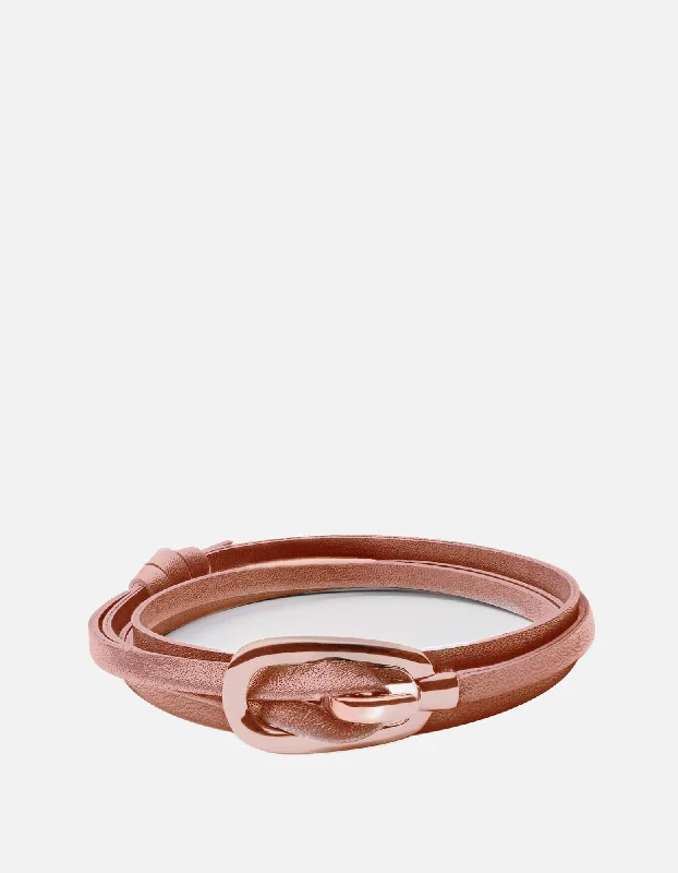 women's bracelets fine craftsmanship -New Gamle Leather Bracelet, Rose Plated