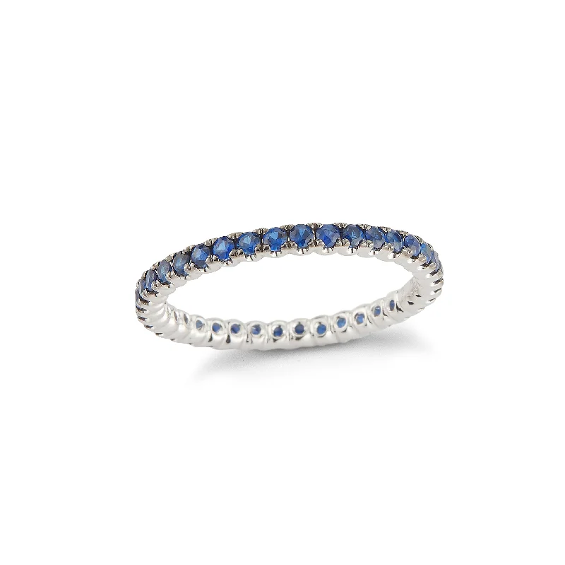 women's ring with gemstones -Blue Sapphire Eternity Ring