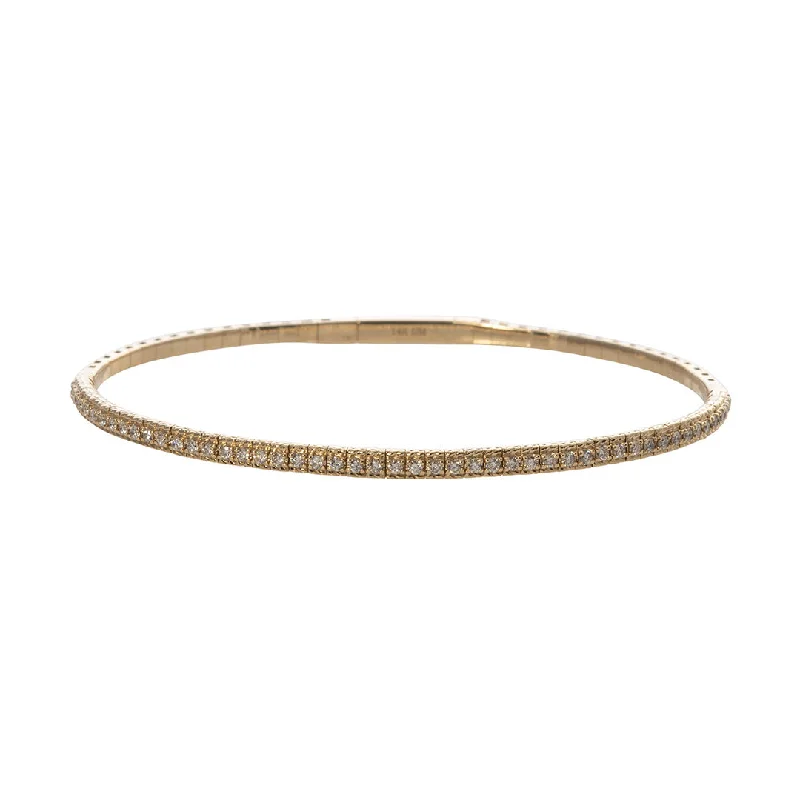 women's bracelets luxury brand -.50ctw Diamond 14K Yellow Gold Flexible Tennis Bangle