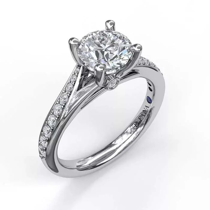 women's engagement rings with diamond accents -Fana .25CTW Split Band Engagement Ring Semi-Mounting in 14K White Gold