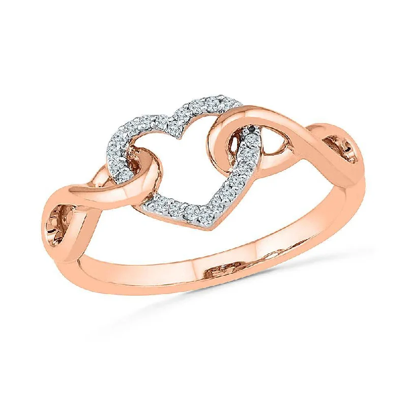 women's ring bohemian design -Interlocking Infinity Heart Ring with Diamonds