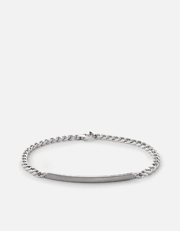 women's bracelets silver -3mm ID Chain Bracelet, Matte Sterling Silver