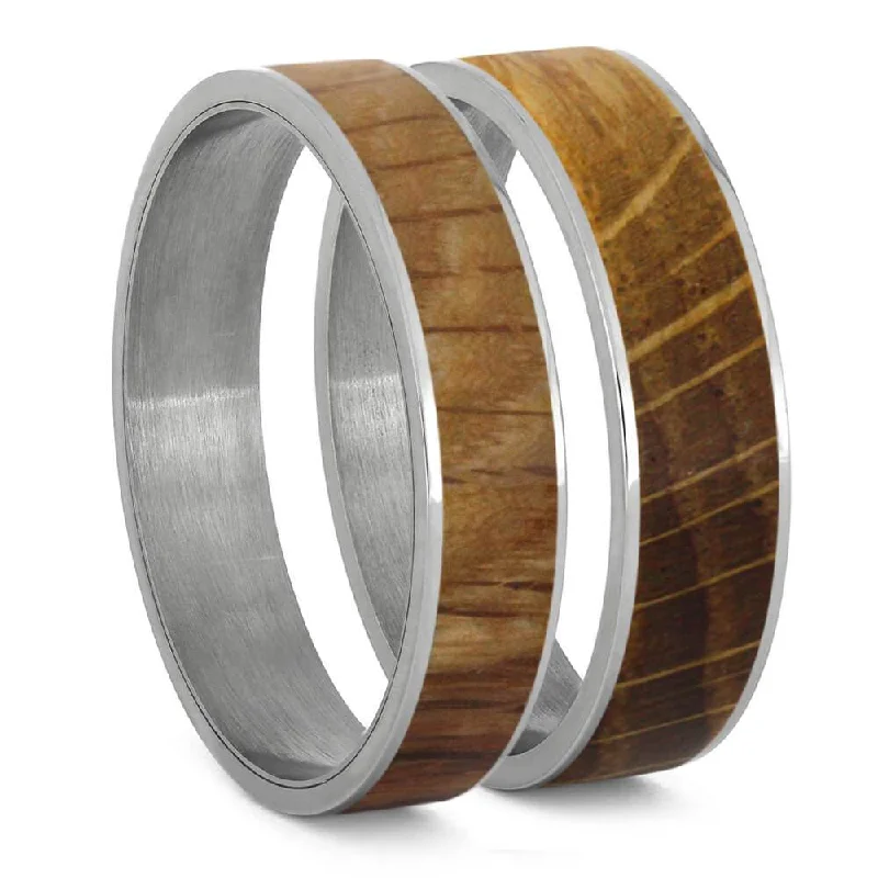 women's ring with moonstone -Oak Wood Inlay Components for Modular Rings