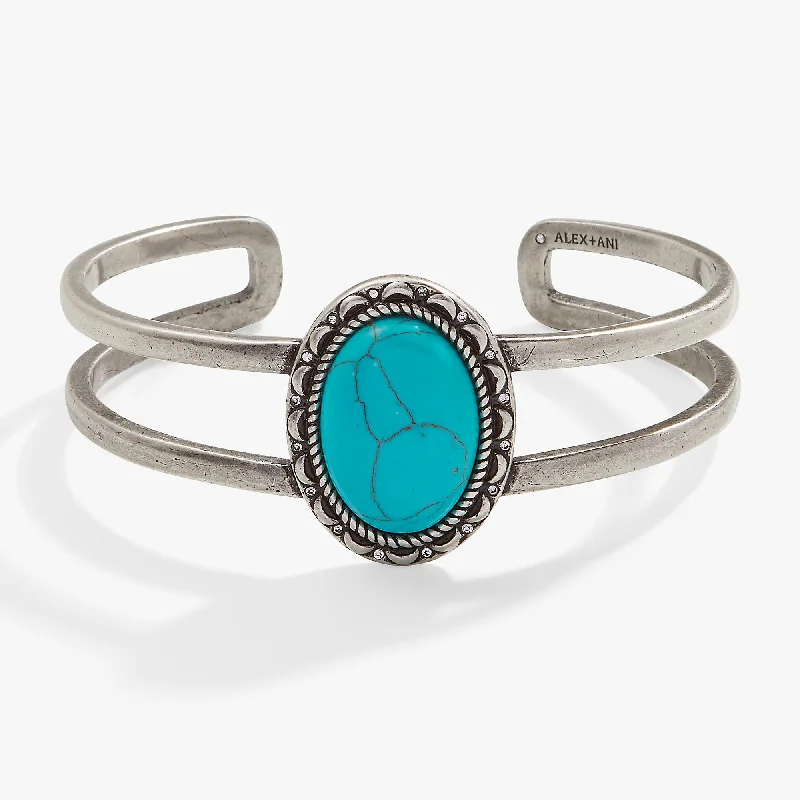 women's bracelets trendy styles -Vintage Turquoise Statement Cuff