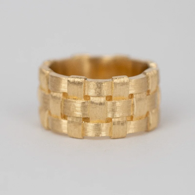 women's ring gemstone accents -Selvage Band