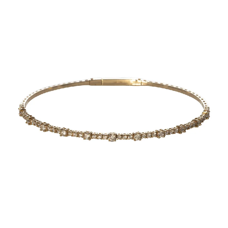 women's bracelets gemstone accents -1ctw Diamond 14K Yellow Gold Flexible Bangle