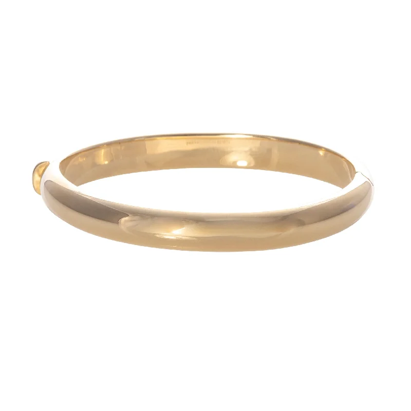 women's bracelets round cut stones -14K Yellow Gold Italian Oval 8mm Bangle