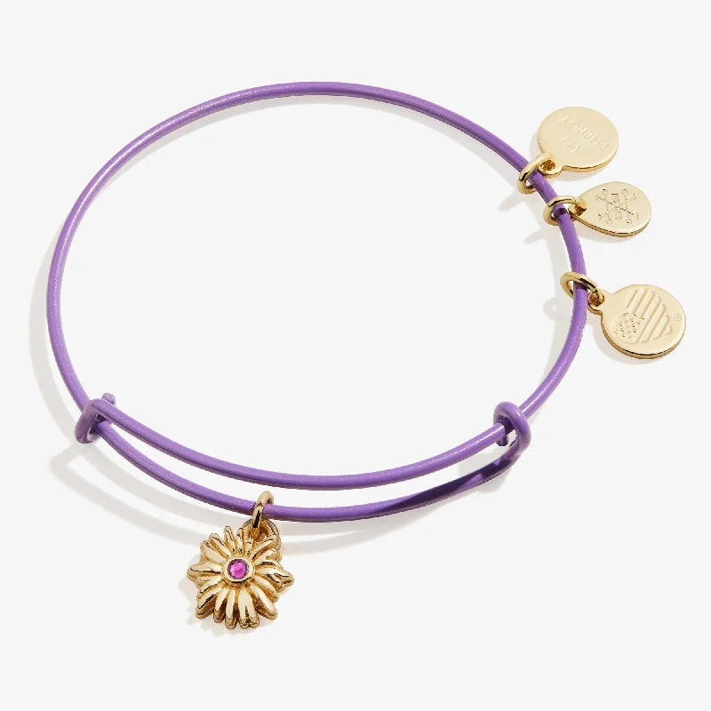 women's bracelets for anniversary -Wildflower Charm Bangle Bracelet, Purple