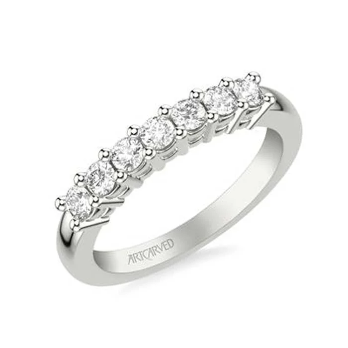 women's engagement rings princess cut -ArtCarved Diamond Wedding Band in 14K White Gold