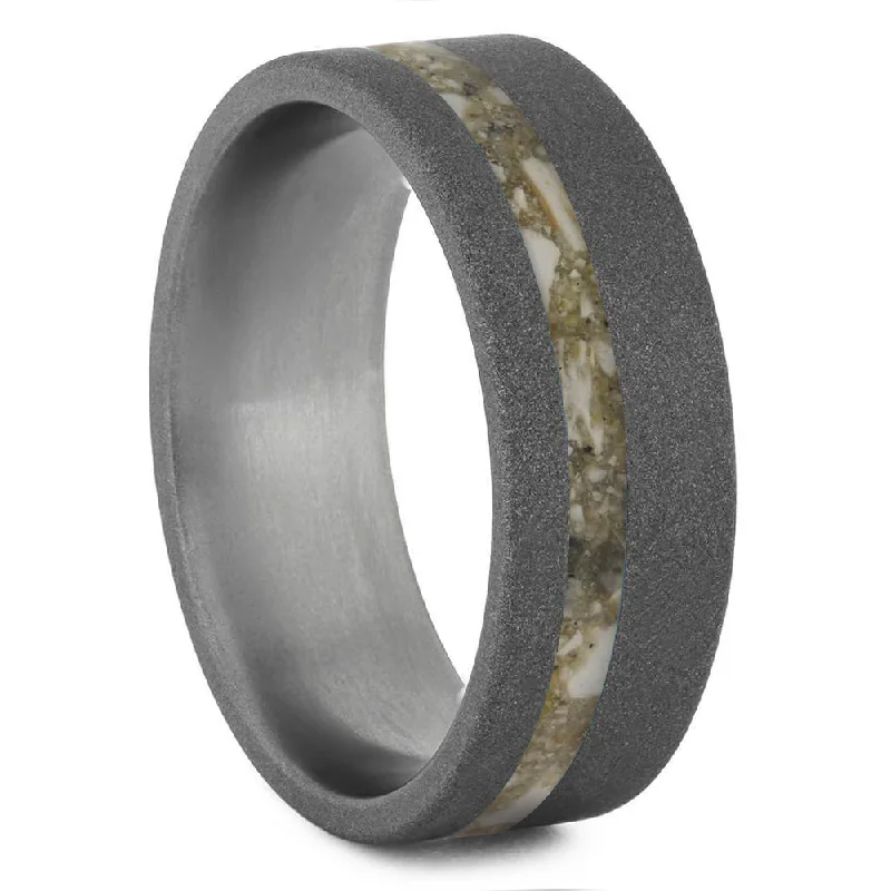 women's ring double band -Sandblasted Titanium Nostalgic Ring