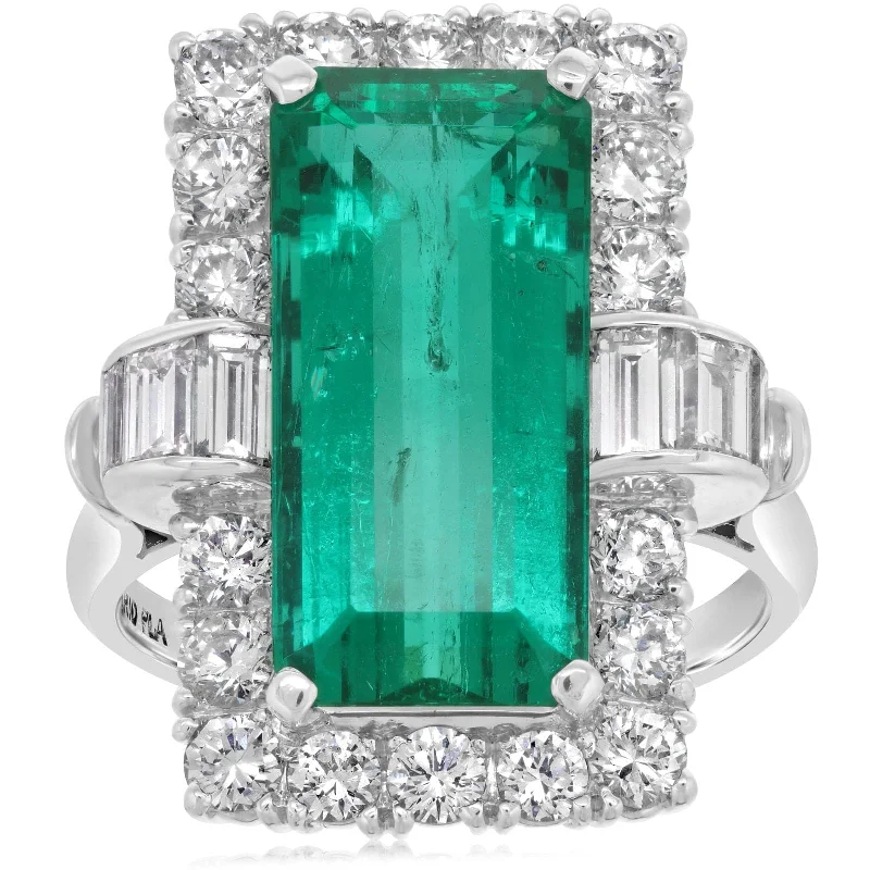 women's engagement rings twisted band -Emerald & Diamond Ring