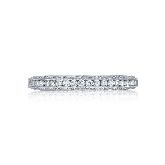 women's engagement rings timeless beauty -Tacori Classic Crescent Wedding Band in 18K White Gold with Diamonds