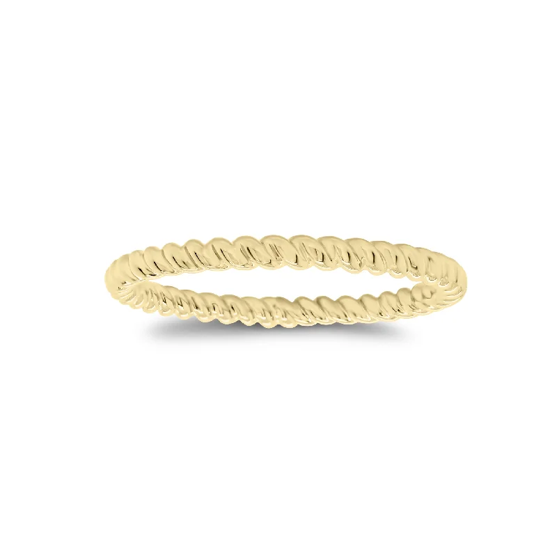 women's ring classic solitaire -Gold Cable Stacking Ring