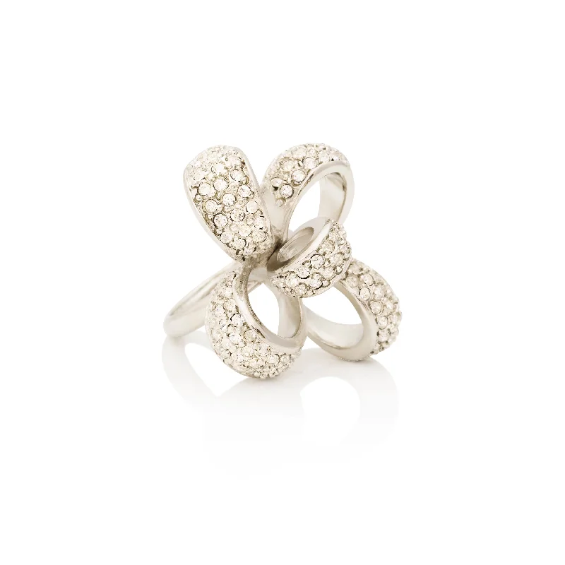 women's ring infinity shape -Crystal Bow Adjustable Ring