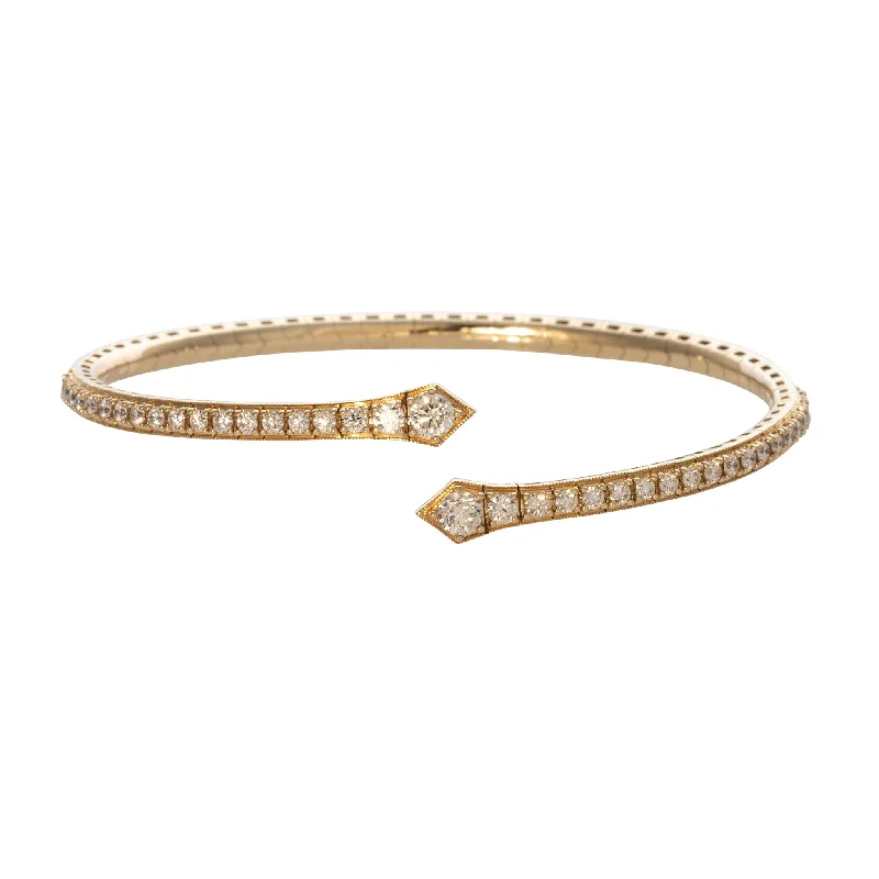 women's bracelets for anniversary -1.2ctw Diamond 14K Yellow Gold Bypass Flexible Cuff