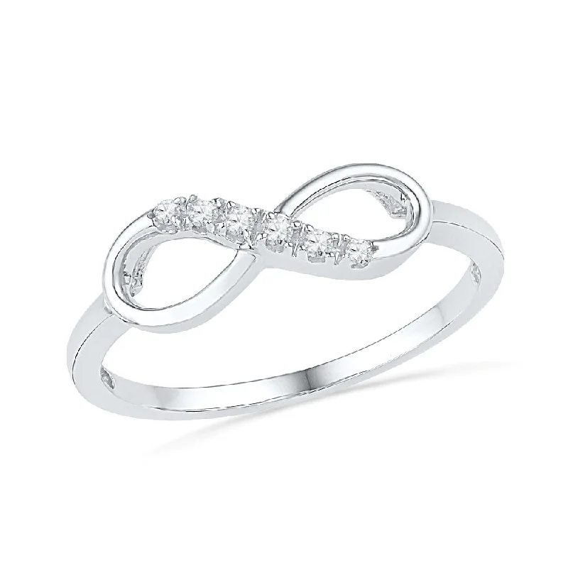 women's ring layered look -Infinity Ring With Diamond Accents, Gold or Silver