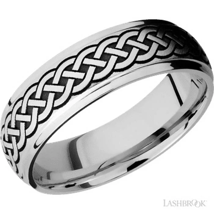 women's engagement rings antique design -Lashbrook 7MM Celtic Pattern Wedding Band in Cobalt Chrome