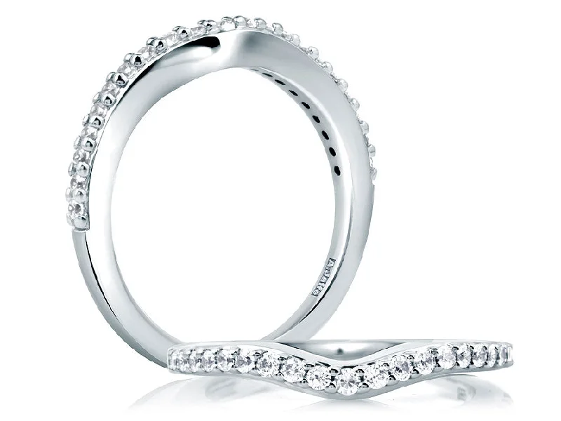 women's engagement rings timeless beauty -A. Jaffe Curved Wedding Band in 14K White Gold