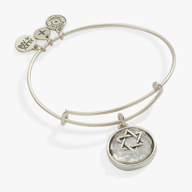 women's bracelets adjustable fit -Star of David Crystal Charm Bangle