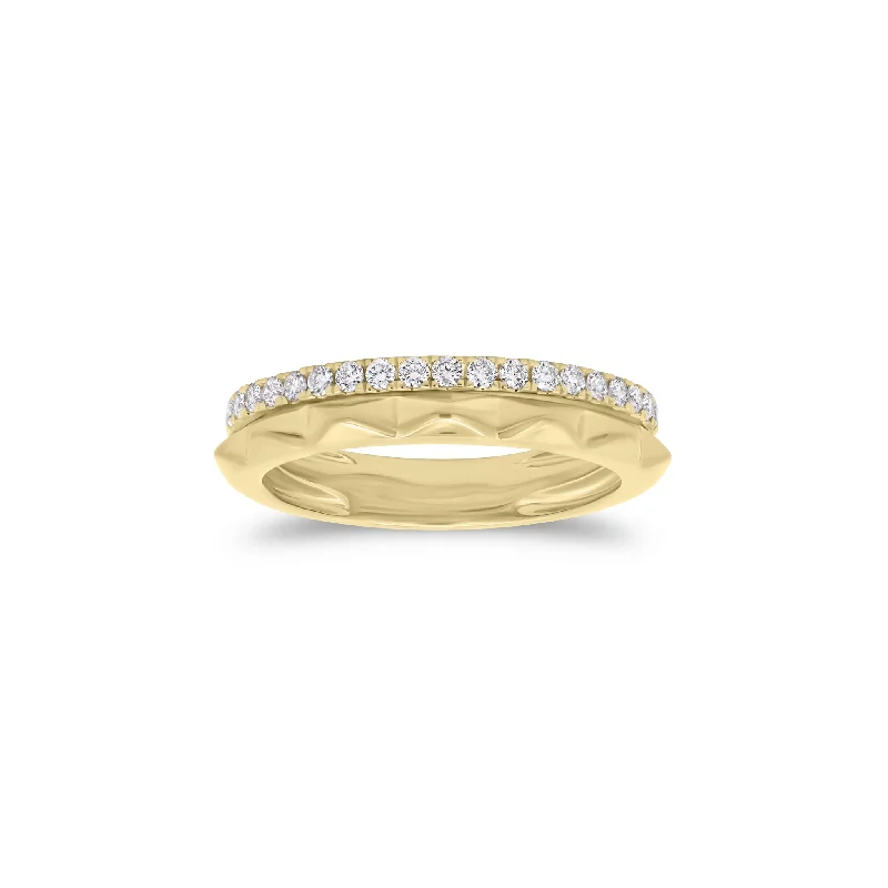 women's ring sapphire -Diamond & Gold Zig Zag Double Ring