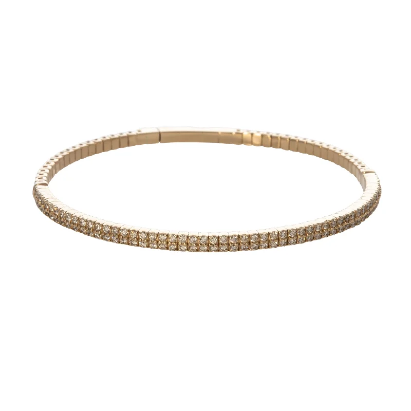 women's bracelets elegant pearls -1ctw Diamond Pavé 14K Yellow Gold Flexible Bangle