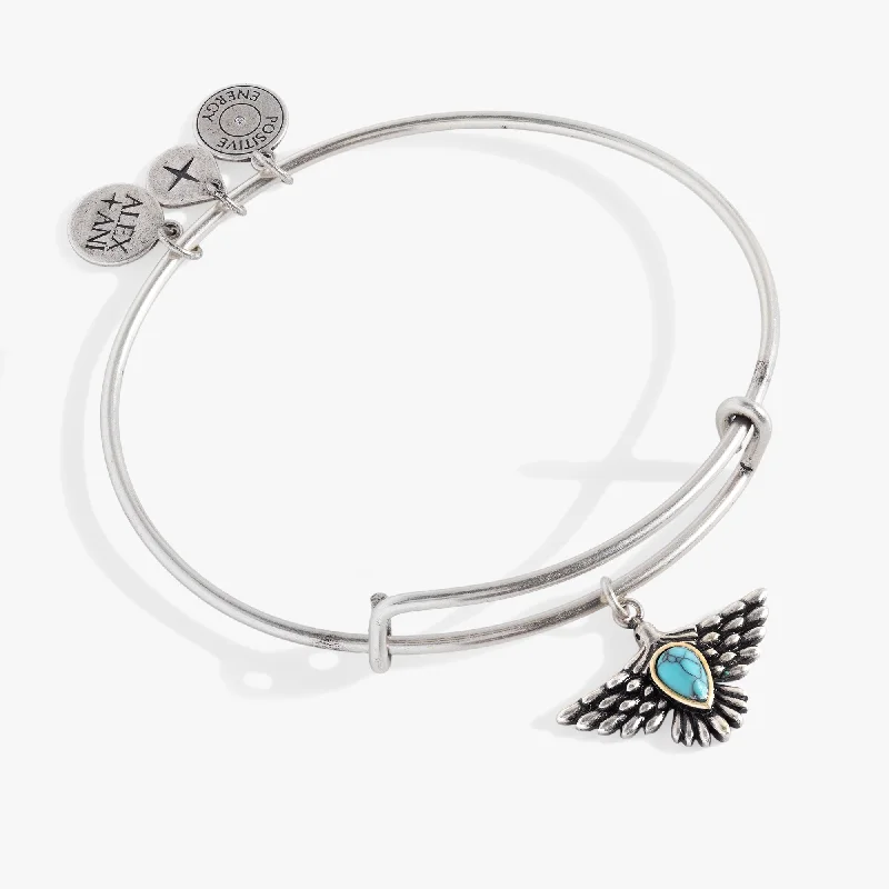 women's bracelets gemstone accents -Turquoise Eagle Charm Bangle