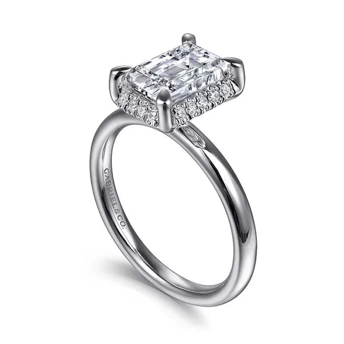 women's engagement rings moissanite -Gabriel & Co. "Symphony" Hidden Halo Engagement Ring Semi-Mounting in 14K White Gold