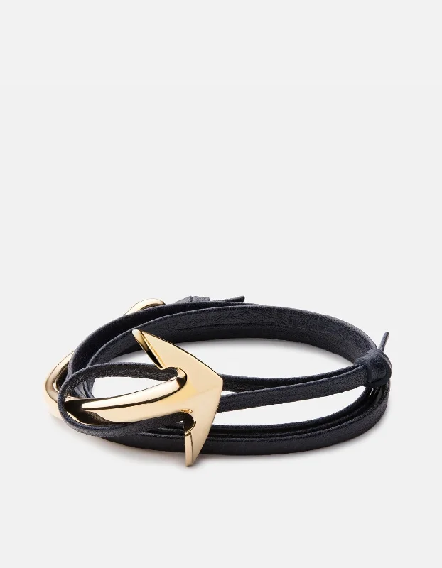 women's bracelets friendship set -Anchor Half-Cuff Leather, Gold