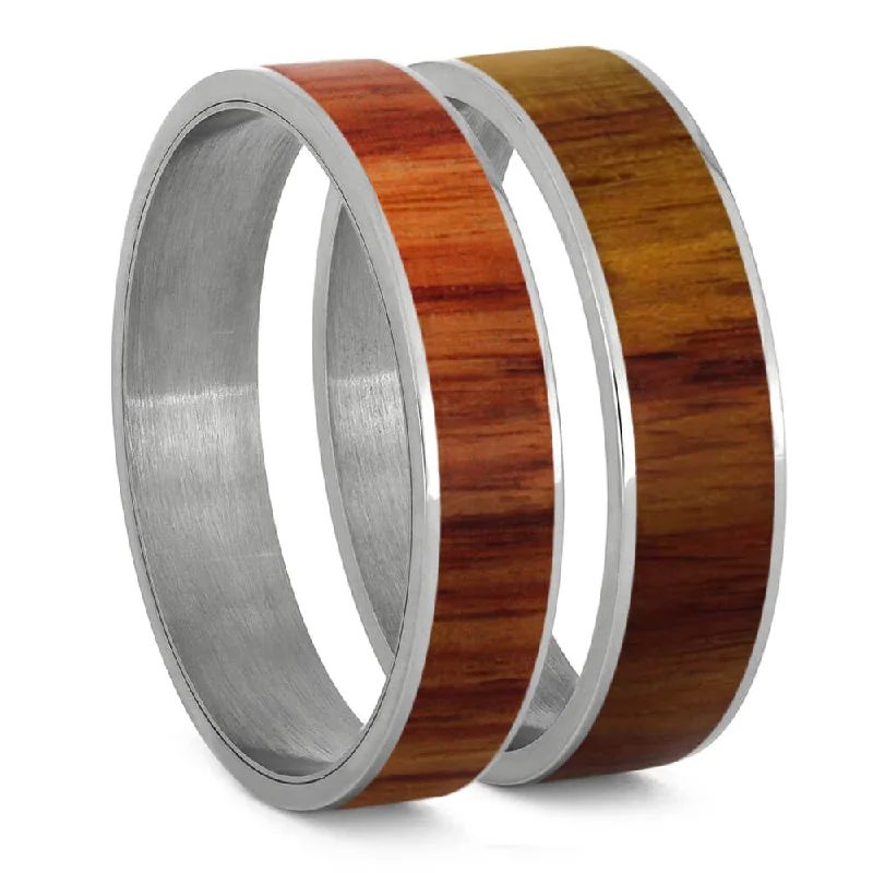 women's ring set -Exotic Tulipwood Inlay Components for Modular Rings