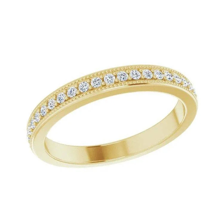 women's ring gold -Moissanite Vintage Style Half Eternity Band