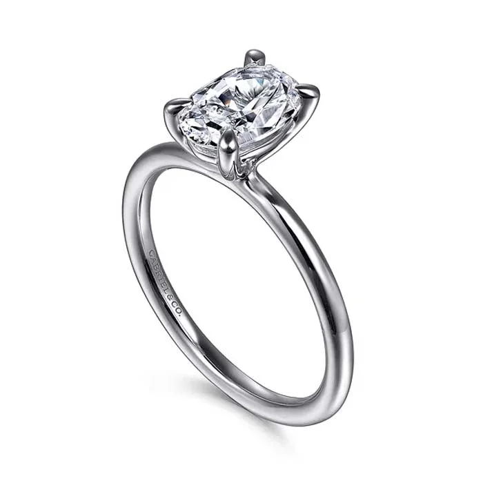 women's engagement rings sapphire -Gabriel & Co. "Tiana" Oval Center Solitaire Engagement Ring Mounting in 14kt White Gold