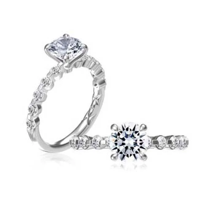 women's engagement rings classic elegance -A. Jaffe Single Shared Prong Engagement Ring Semi-Mounting in 14K White Gold