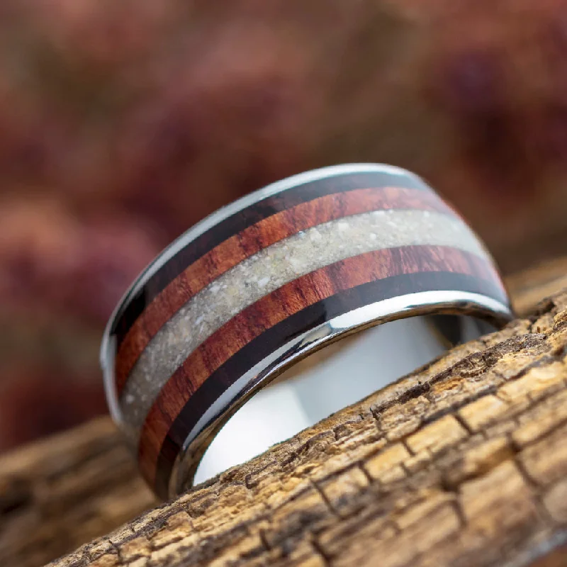 women's ring with pearl -Memorial Ring With Ashes And Wood