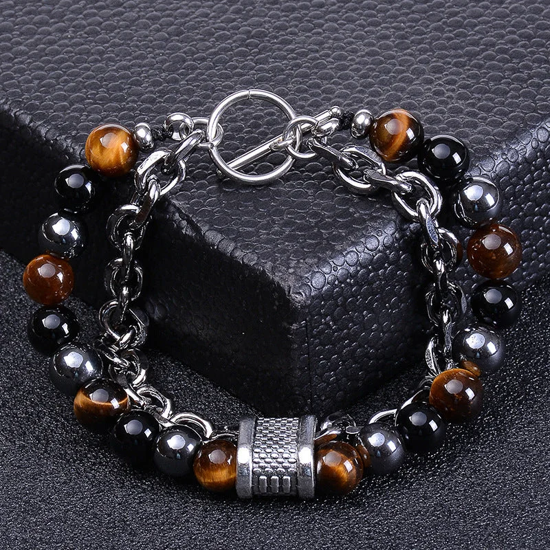 Tigereye Obsidian Black Magnet Bracelet