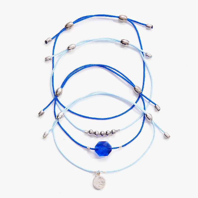 women's bracelets gemstone accents -Wave Cord Bracelets, Set of 4