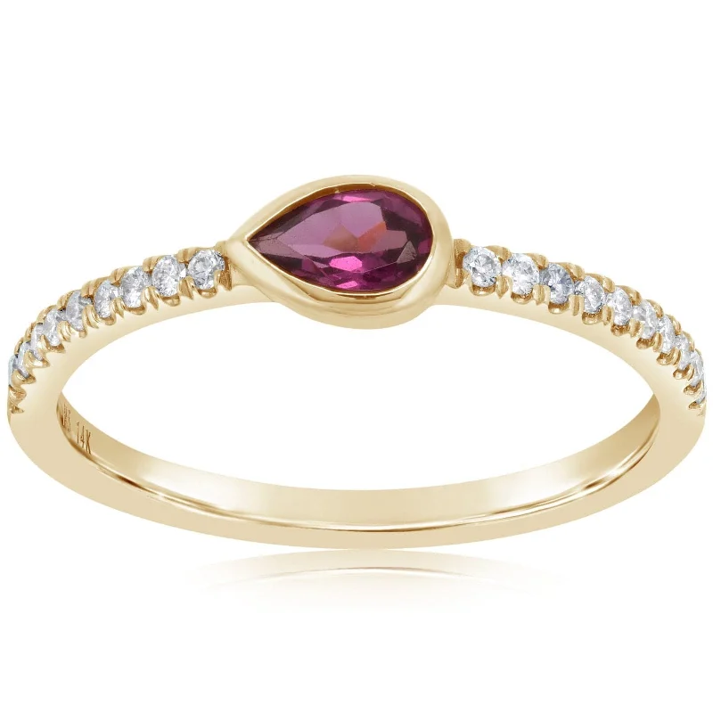 women's engagement rings dainty look -MY STORY Lizzo Garnet & Diamond Ring