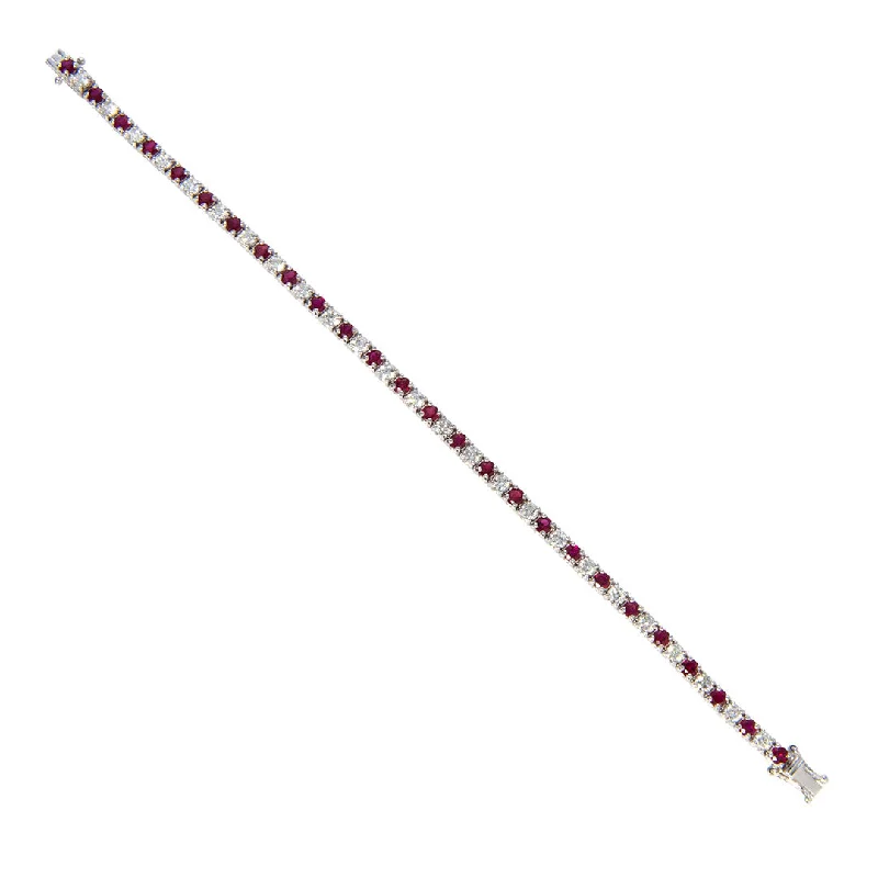 women's bracelets stylish and durable -3.9ct Ruby & 2.5ct Diamond 14K White Gold Tennis Bracelet