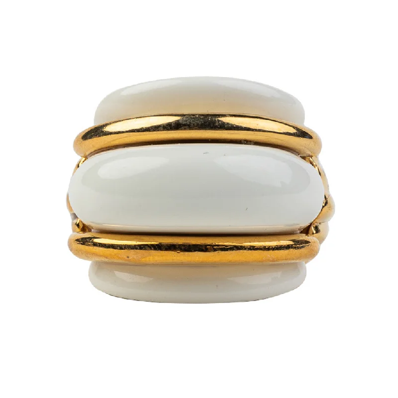 women's ring infinity symbol -Gold and White Double Ribbed Ring