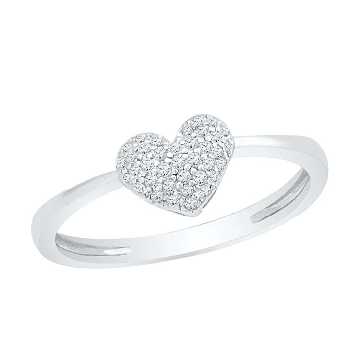 women's ring asymmetrical design -Dazzling Diamond Heart Promise Ring