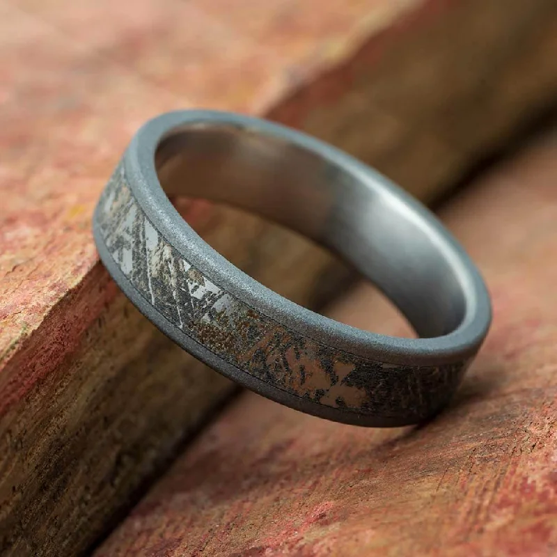 women's ring bold design -Sandblasted Mimetic Meteorite Ring On Titanium