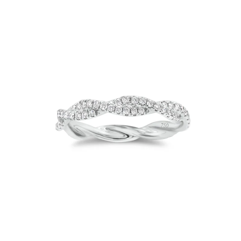 women's ring wedding band -Diamond Twist Infinity Ring