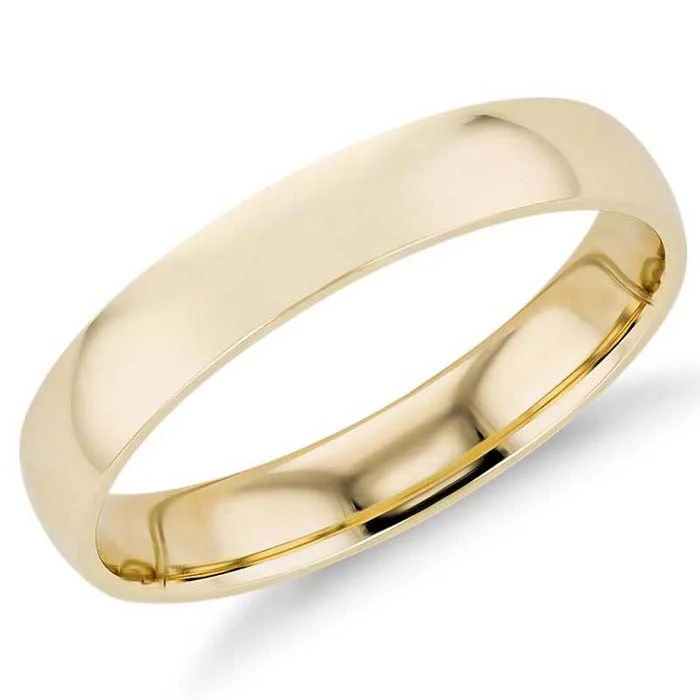 women's engagement rings high-end design -Sz8 4MM Low Dome Wedding Band in 14K Yellow Gold - Comfort Fit, Polished Finish