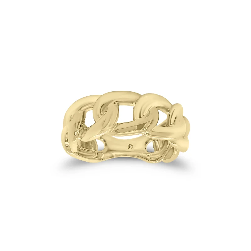 women's ring floral design -Gold Curb Chain Ring