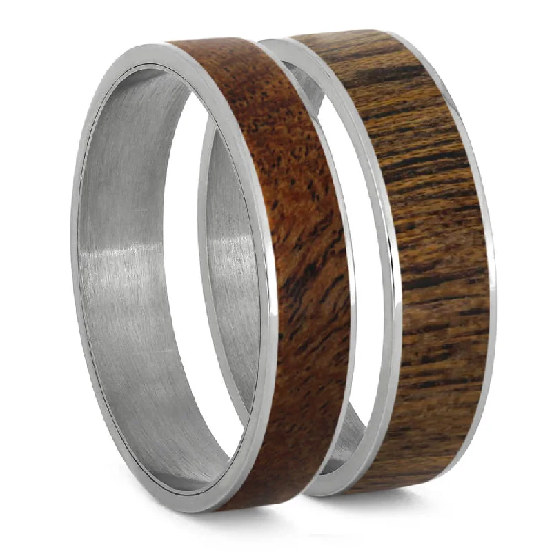 women's ring with birthstone -Mesquite Wood Inlay Components for Modular Rings