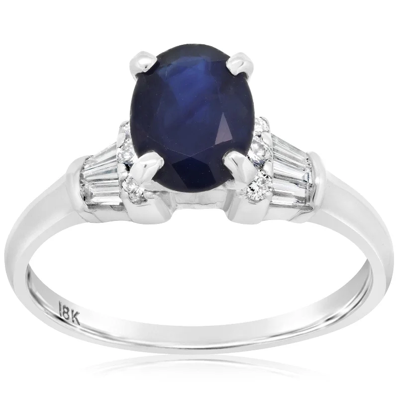 women's engagement rings cathedral setting -Vintage-Style Sapphire & Diamond Ring