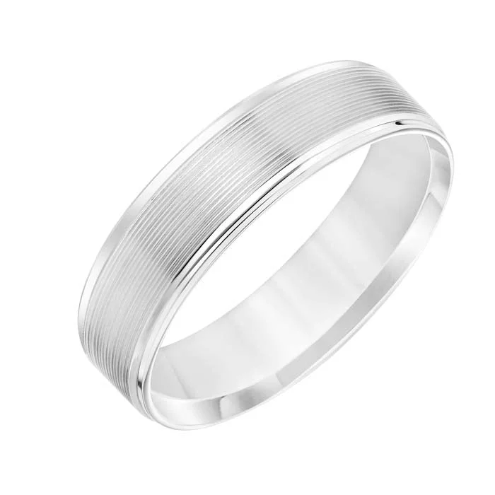 women's engagement rings delicate band -Goldman Men's 6MM Wedding Band in 14K White Gold