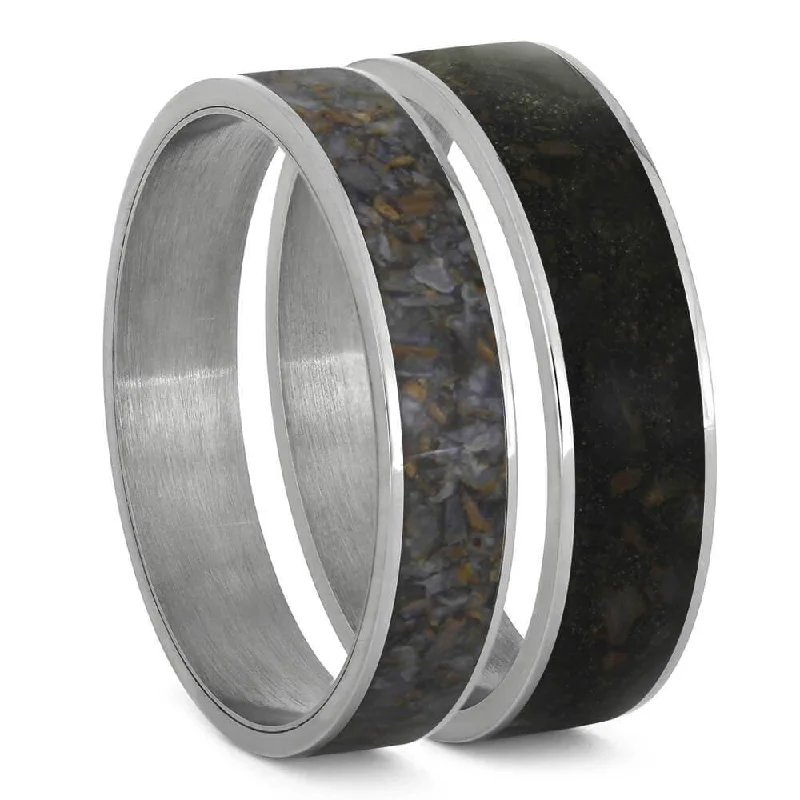 women's ring customizable -Crushed Dinosaur Bone Inlay Components